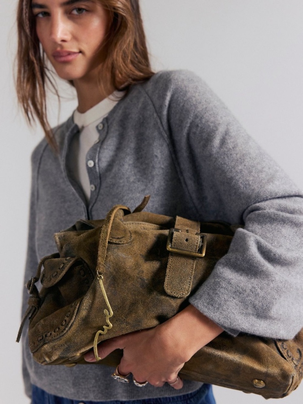 Free People WE The Free Austin Shoulder Bag sandblast khaki NWT